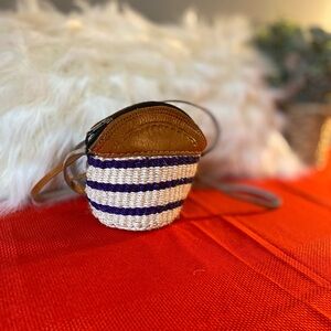 Brown and White Striped Crossbody Bag